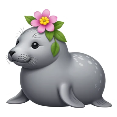 Grey Seal should not be fat on the beach with the flower pin on the head sticker