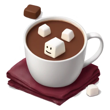 Hot chocolate with marshmallows in a maroon mug sticker