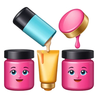 emoji of three beauty products with brand labels and a cursor (selecting a product)
 sticker