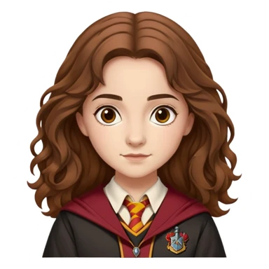Georgina Leonidas is Katie Bell in harry potter, wear hogwarts gryfindor uniform, medium-to-long, wavy brown hair, a practical and natural look, light skin sticker