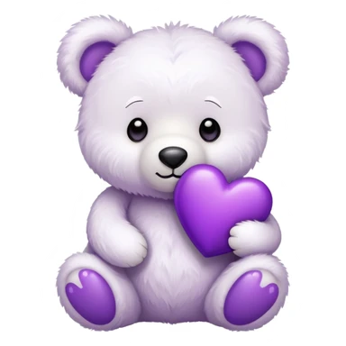 Cute white teddy bear holding a purple heart sticker