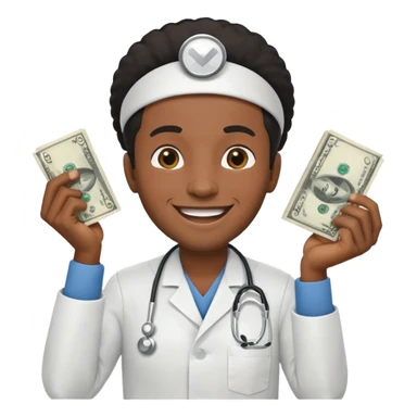 Black man nurse chasing money sticker