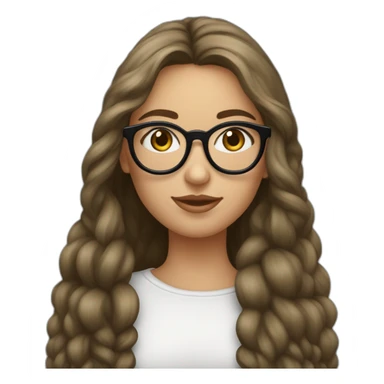 une fille avec de long cheveux noir lisse, la peau blanche ,et avec des lunette (en forme de carrer un peu déformé) assez grosse comparer a ça tête , portant un pull noir sticker