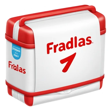 a simple drugstore sign for diapers, with the word "fraldas"simple red and white supermarket sign, with the word "fraldas" sticker