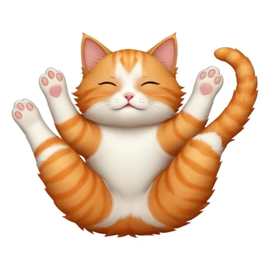 ginger and white small cat in funny positions upside down with eyes closed sticker