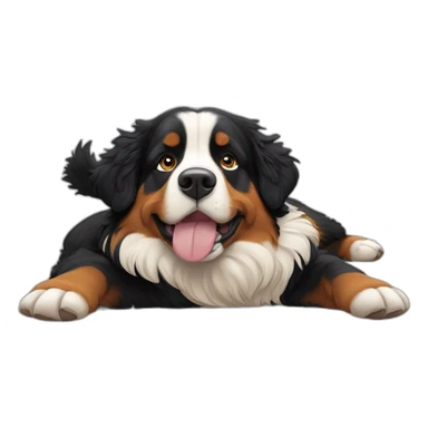 bernese mountain dog is lying on its back sticker