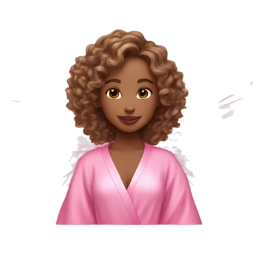 light brown haired girl with Victoria secret curls with a pink robe and light pink wings with skincare on sticker