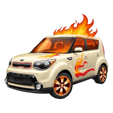 white kia soul on fire sticker