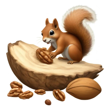 Squirrel burying a walnut sticker