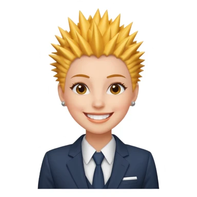 fat spiky haired happy woman with suit sticker