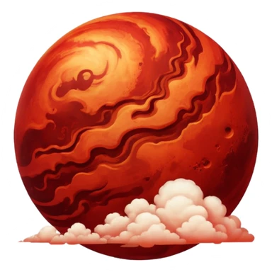 Crimson red planet with clouds sticker