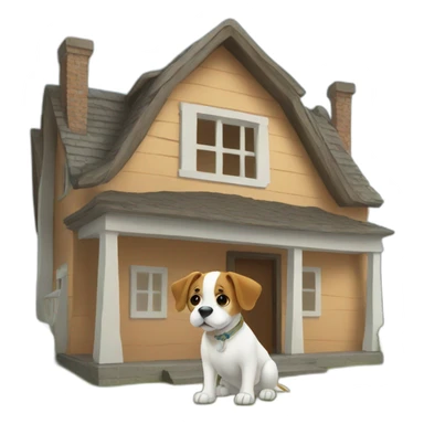 dog living in a giant house sticker