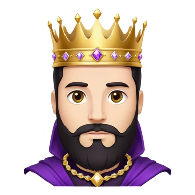 White King, dark hair, beard, golden crown, black clothes, purple diamonds  sticker