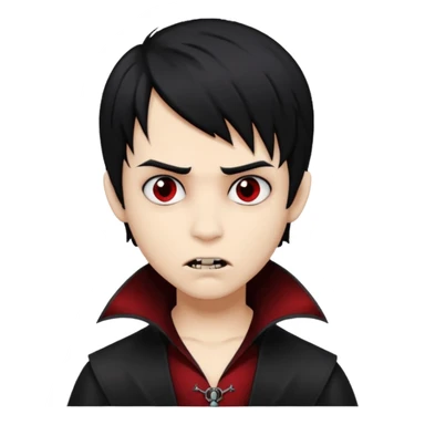 Boy, Vampire, Black Hair, medium long, emo, dark, spooky, brown skin sticker