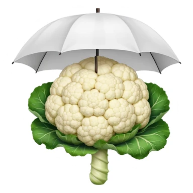 Cauliflower with an umbrella sticker
