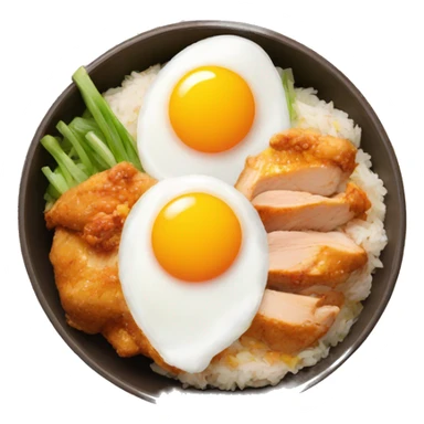chicken thigh rice bowl with two eggs sticker