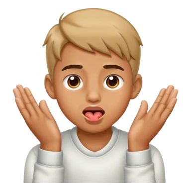 Boy putting hands on nek with tounge out sticker