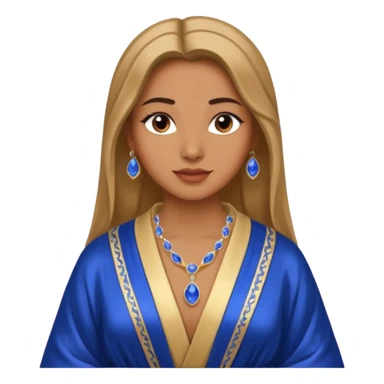River Queen – sapphire necklace + silk robe sticker