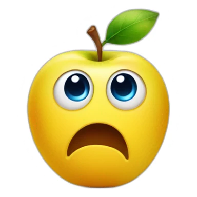 a shocked apple-style yellow emoji with big round eyes, blue sweaty forehead, shocked mouth  sticker