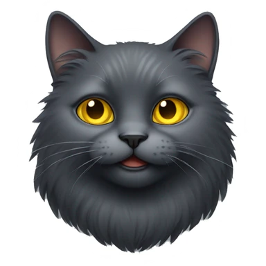 Fluffy dark grey cat with yellow eyes sticker