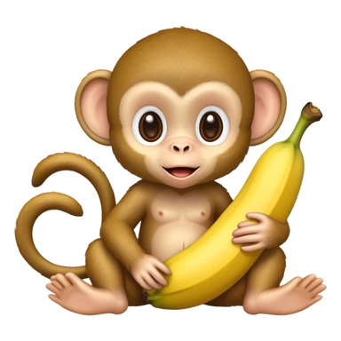 cute baby monkey peeling a banana sticker