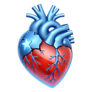 A translucent 3D heart with a sci-fi blue star inside sticker