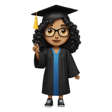 Hispanic white girl with black glasses and dark curly shoulder length hair graduate  sticker