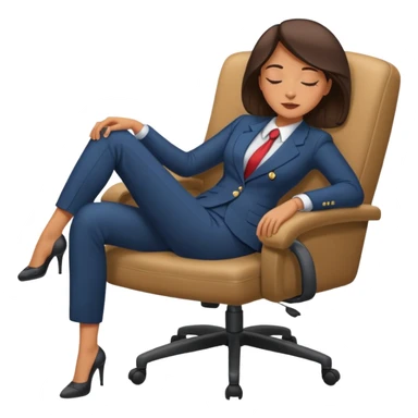 Boss sleeping in a chair with her legs up on the desk sticker