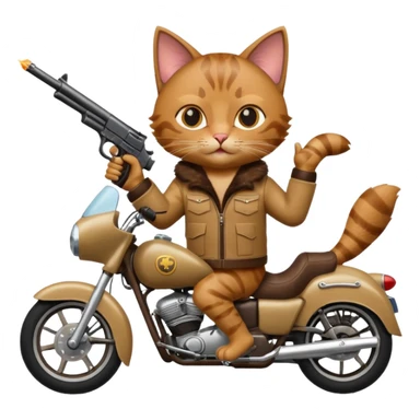 Cat on a mother cycle shooting a gun in the air sticker