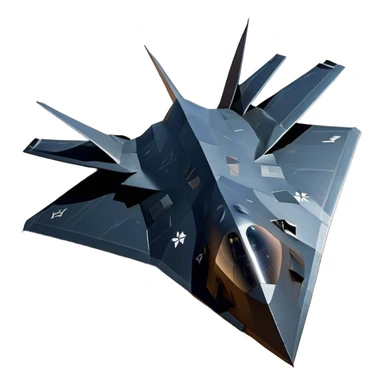 F-117 Nighthawk - Lockheed Martin (Stealth Grey) A futuristic stealth attack aircraft with a distinct faceted, angular design in a stealthy matte grey. Its sharp, jagged edges and unconventional, almost alien-like shape make it look like a shadow cutting through the night sky. The surface should appear non-reflective with subtle panel lines. sticker