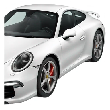 white new Porsche 911, view from the side  sticker