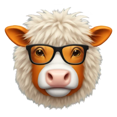 Fluffy orange cow with black glasses sticker