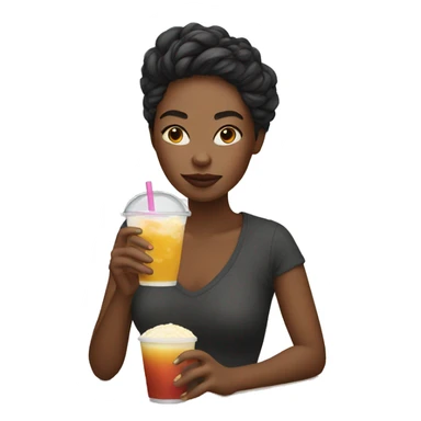 Cool woman drinking boba. sticker