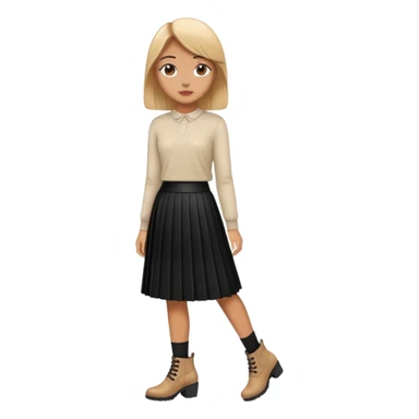  Black pleated skirt and ankle boots  sticker