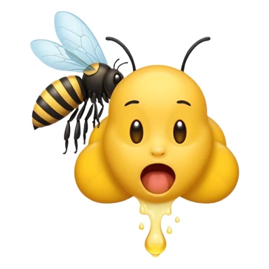 A emoji face farting a bee sticker