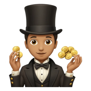 Magician with top hat,Street Performers,background street setup, with coins box, foot path. sticker