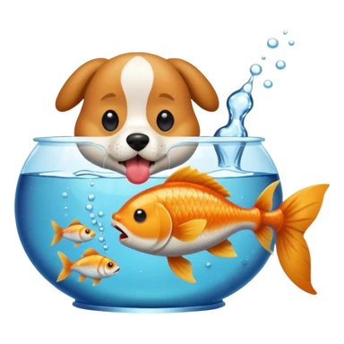 Dog licking a fish in a tank sticker
