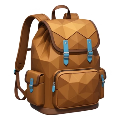backpack brown emoji low poly  sticker
