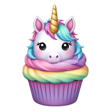  cute puffy pastel rainbow unicorn cupcake sticker