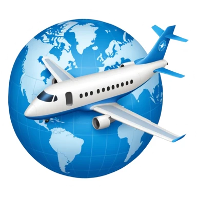 emoji de viaje, algo como un avion dandole la vuelta al mundo o dirigiendose a un destino en un mapa sticker