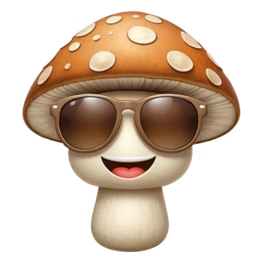 mushroom with sunglasses and a big smile sticker