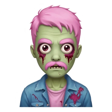 young zombie with pink mustache sticker