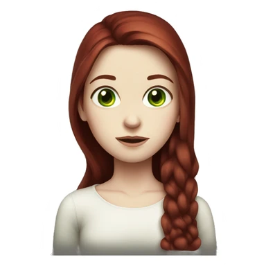 long dark red hair girl, pale skin, green eyes sticker