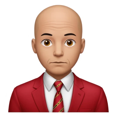 man Bald with red necktie, red dress, heavy tattoos. sticker