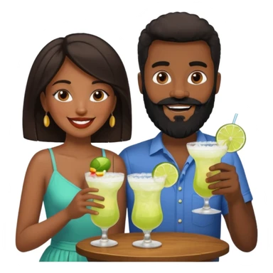 Interracial couple drinking margaritas, tall black bearded man and short brunette woman  sticker