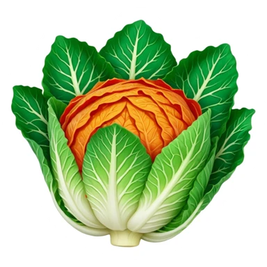 napa cabbage leaves with kimchi red seasoning, no green, no face sticker