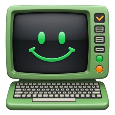 mac os icon code computer retro terminal, black and green sticker