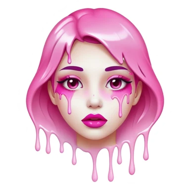 Only pink ombre glossy lips with white paint dripping off sticker