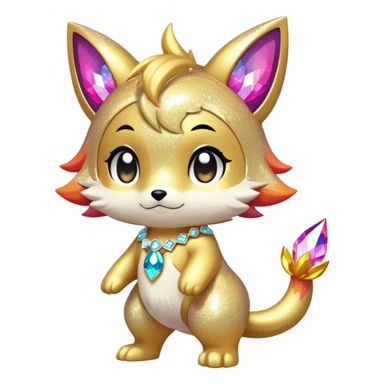 Cute Kawaii Chibi Anthro Sona Pretty Shiny Colorful Sparkly Fakemon Full Body sticker