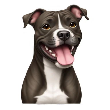 happy brindle Staffordshire with no white sticker